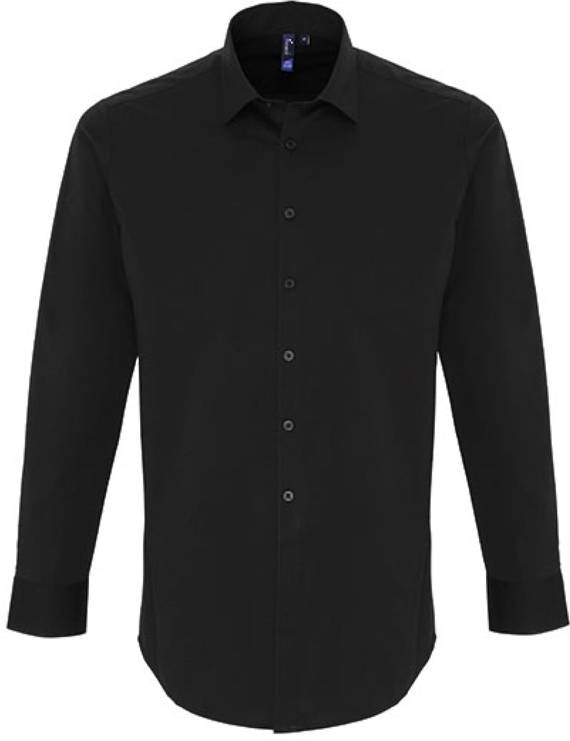 Premier Workwear - Men´s Stretch Fit Poplin Long Sleeve Cotton Shirt - Black (ca. Pantone Black C) - XL