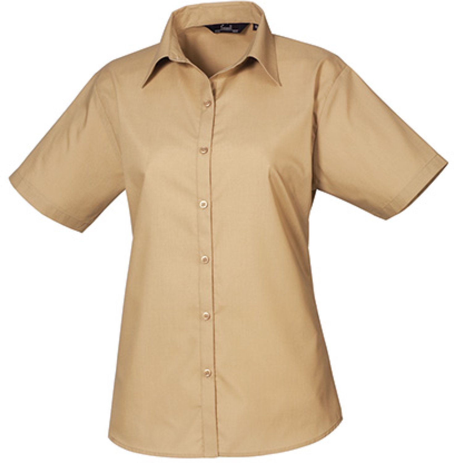 Premier Workwear - Women´s Poplin Short Sleeve Blouse - Khaki - 46 (XXL/18)