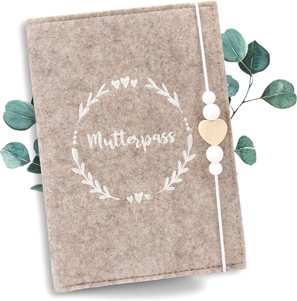 vilten moederpaspoorthoes - hoogwaardige stick op vilt - zwangerschapscadeau (vilten moederpaspoorthoes, beige)
