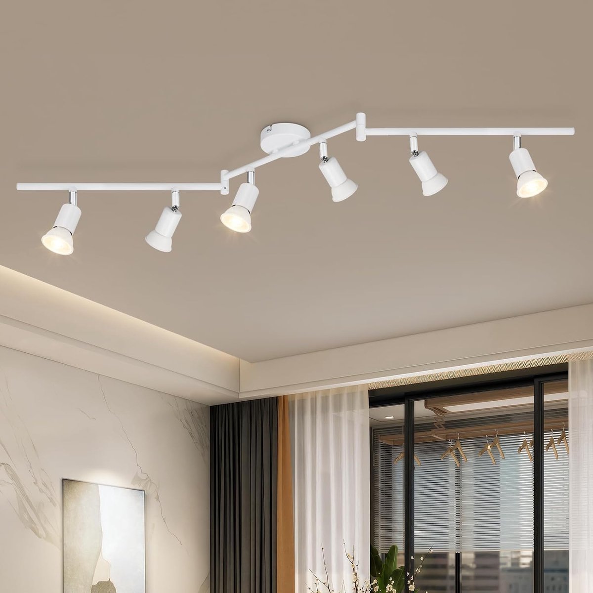 GU10 Plafondlamp 6 LED Spots - Plafondverlichting Spot Orientabl Modern Wit voor Gang Woonkamer Eetkamer Keuken - Zonder Lamp