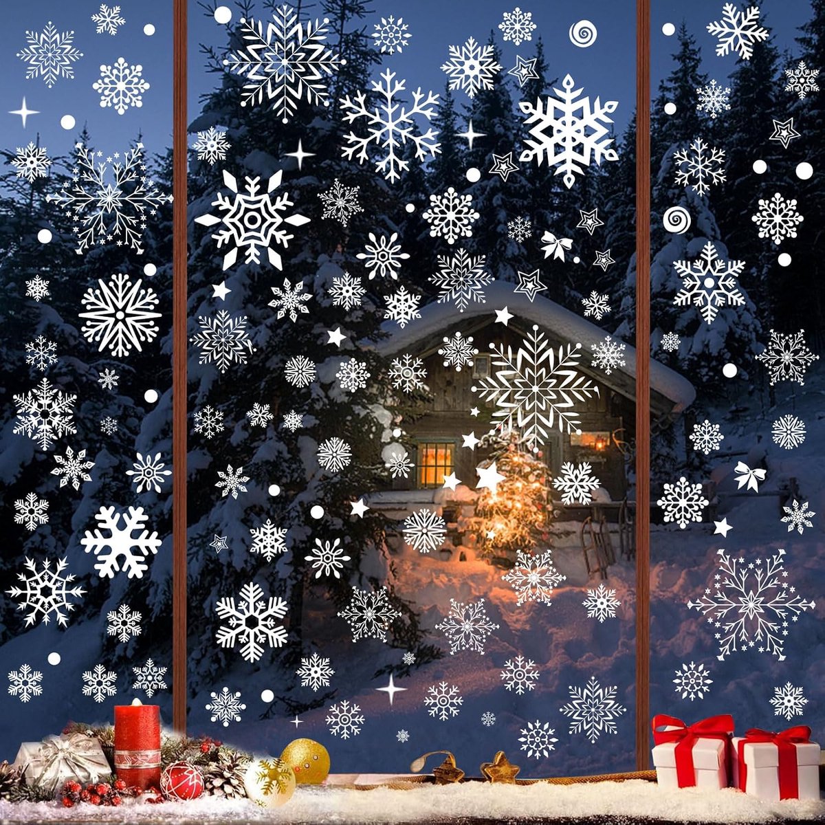raamdecoratie voor Kerstmis, 254 stuks kerstdecoratie voor ramen, raamdecoratie voor Kerstmis, witte raamstickers voor Kerstmis PVC, raamdecoratie voor Kerstmis voor winterraam Kerstmis