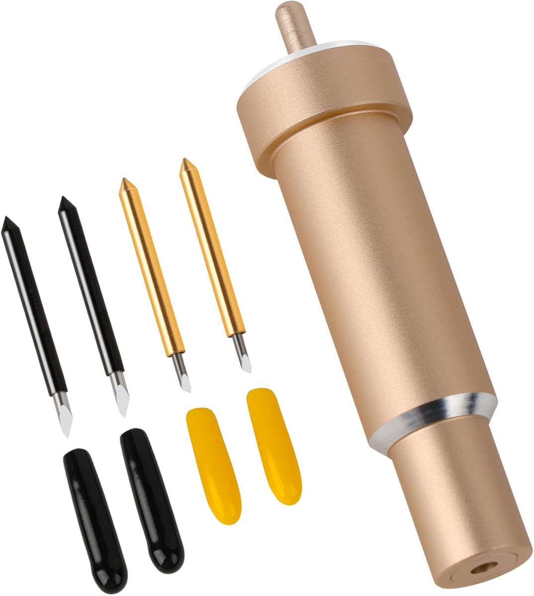 30/60 Graden Premium fijn snijmes + Behuizing, Reservemesjes Compatibel met Cricut Explore Air/Air 2/Maker 3 (4 Cricut messen), goud