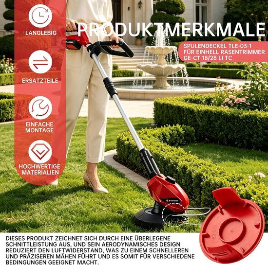Spoelafdekking voor grastrimmer, compatibel met Einhell, reservekap TLE‑03 — afbeelding 3