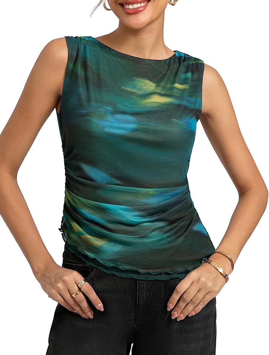 Kasin Damesblouse, zomer, elegant, ruches, crop tops, mouwloos, bovenstuk, plissétop, licht en luchtig