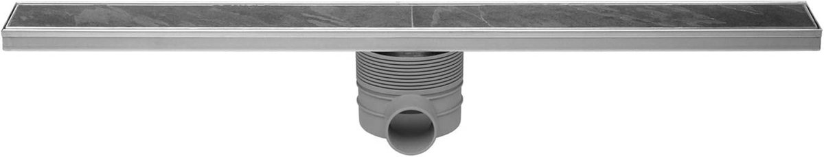 Drain Tegeldrain tegelgoot RVS met rooster RVS, waterslot 30/35/50mm 9.8x60cm inbouw diepte 120mm met zijuitloop Ø50mm