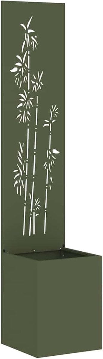 Tuininkijkbescherming, canvas, bloemen, olijfgroen, 32x32x150 cm, decoratief, windbestendig stalen scherm met ingelegd voor privacy op terras en balkon