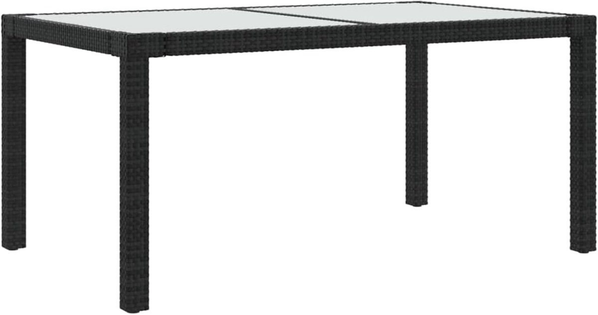 Buiten, terras, eetkamer, keuken, polyrotan van gehard glas, buitentafel van rotan en glas, tafel van rotan, glas, eettafel voor buiten, van rotan