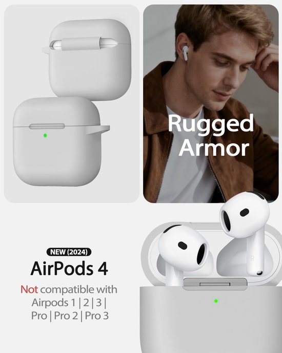 Siliconen voor AirPods 4 Hoes, D3-Light Gray — afbeelding 2
