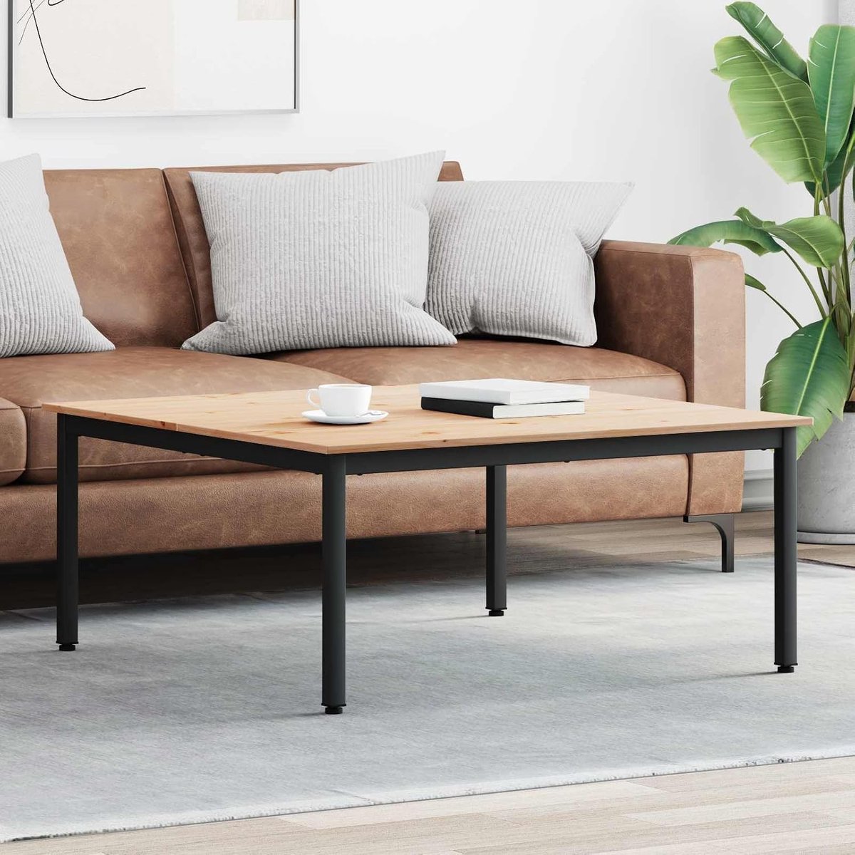 Grenenhout Modern industrieel Metalen poten Naturel 100x100x45 cm