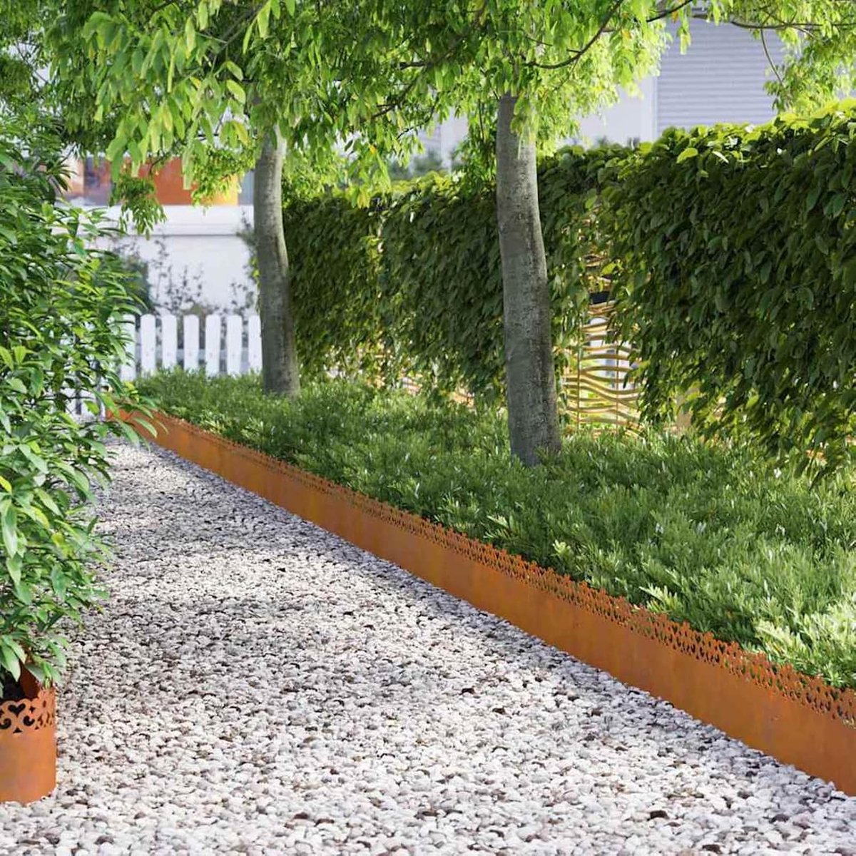 Gazonranden, 30 stuks, roestig, 103 x 0,05 x 22 cm, weerbestendig staal, gazonrand, bloembedrand voor tuinbed, paden, gazonrand, voortuin, 874785