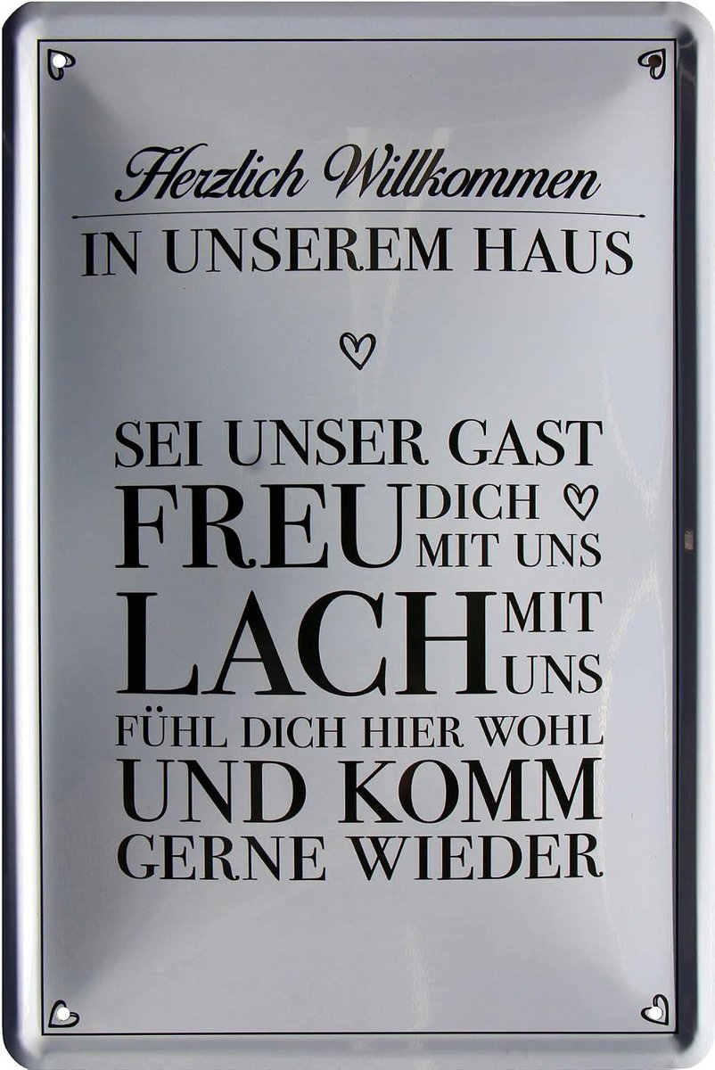 Welkom in ons huis. 20 x 30 grappig decoratief metalen bord 369