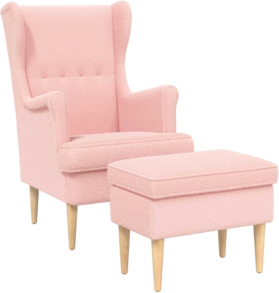 Fauteuil met zitzak, 2 stuks, roze bouclé