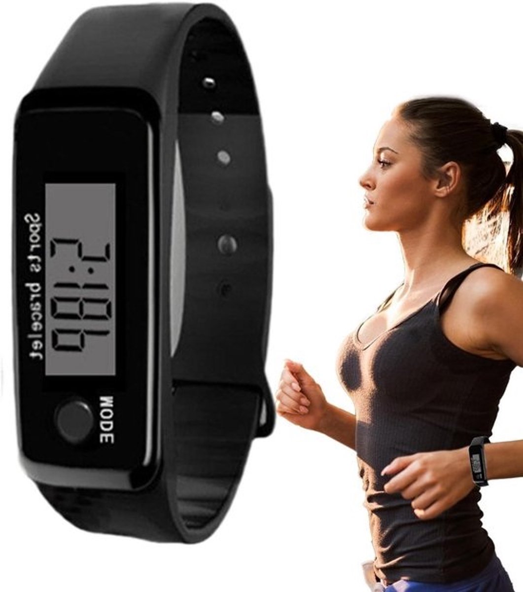 Stappenteller Horloge - Activiteitentracker - Dagelijkse Beweging - Helder LED-display - N.v.t. - Zwart