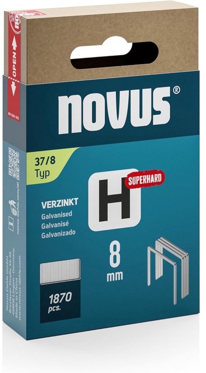 Fijndraadklem H Tackerclip Type 37 Grijs 8 mm voor Handtacker