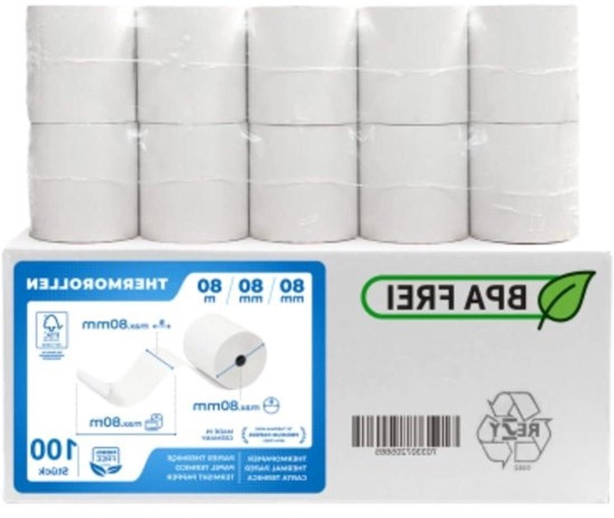Thermo rollen - Kassarollen bonnen - Bonnen printen - BPA-vrij - 100 stuks - Wit