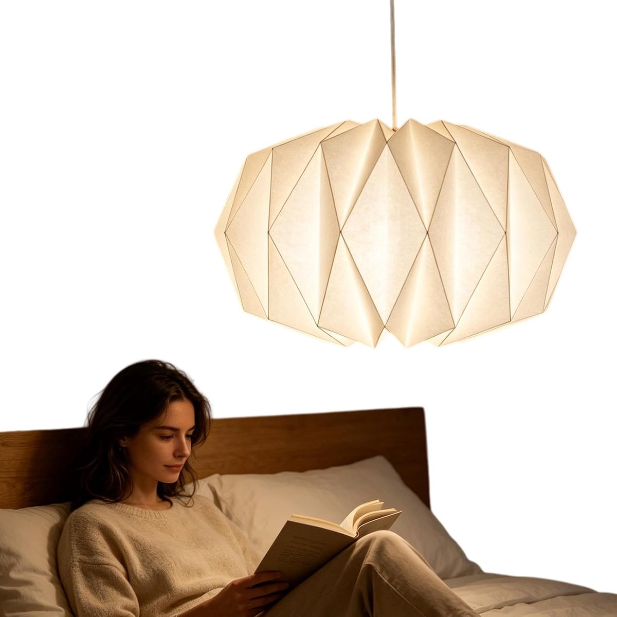lampenkap origami design: witte origami lampenkap, Scandinavisch creatief papier lampenkap, lampenkap plafondlamp voor woonkamer slaapkamer eetkamer