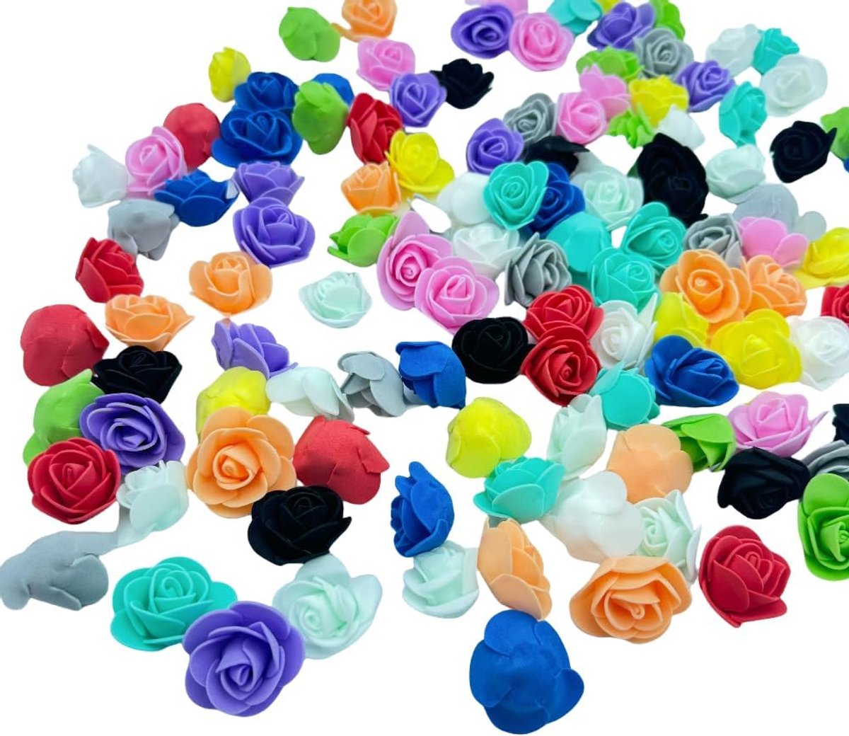 120 stuks 3,3 cm mini-schuimrozen, kleine rozen voor ambachten, schuimbloemen bulk, kunstbloemen voor taartdecoratie, bruiloftskrans, scrapbooking decoratie (120, veelkleurig)