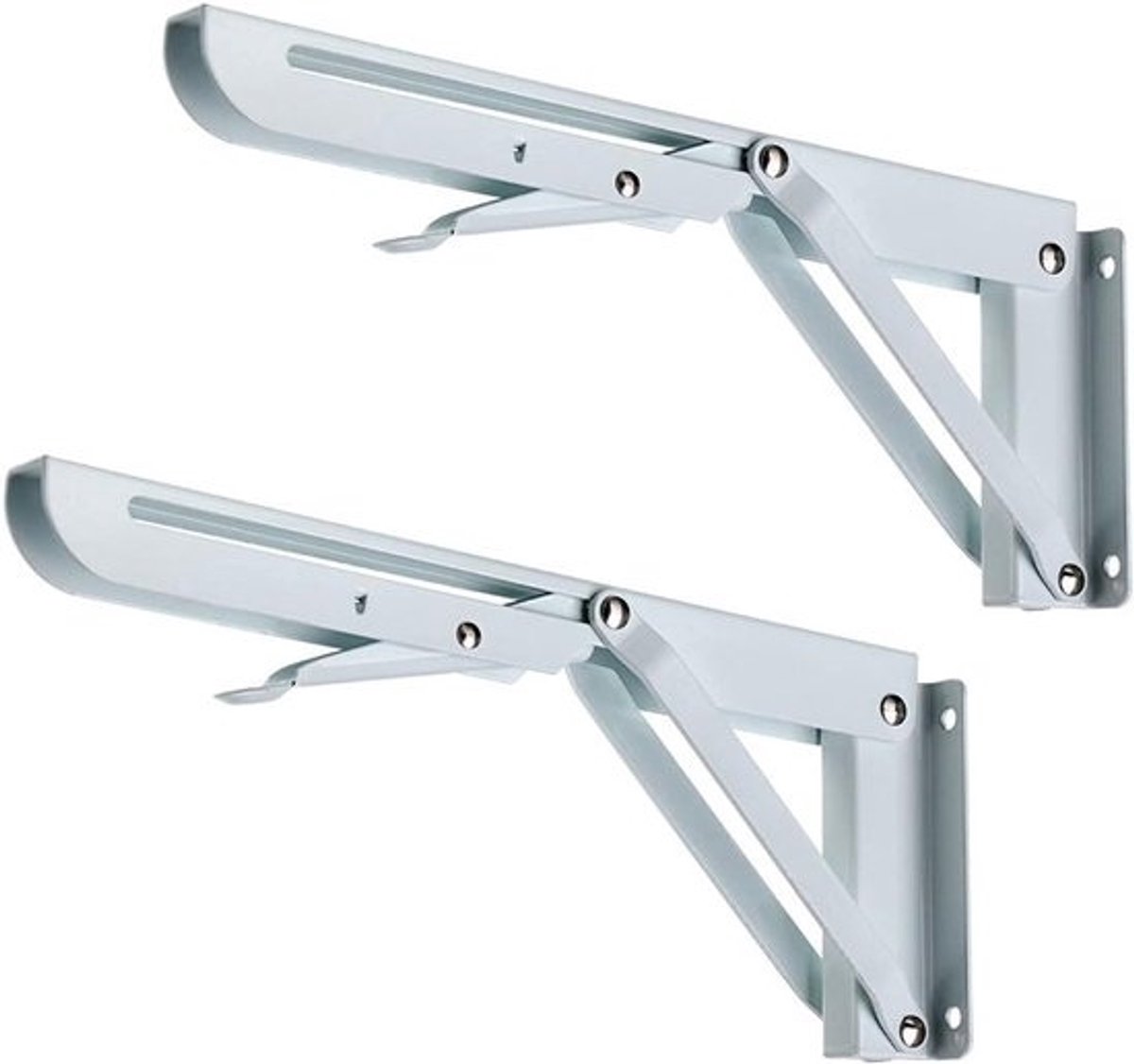 Opvouwbare Plankbeugels - Klapsteunen Wandmontage - Ruimte Besparen - Stalen Driehoek Design - 255 cm - Wit