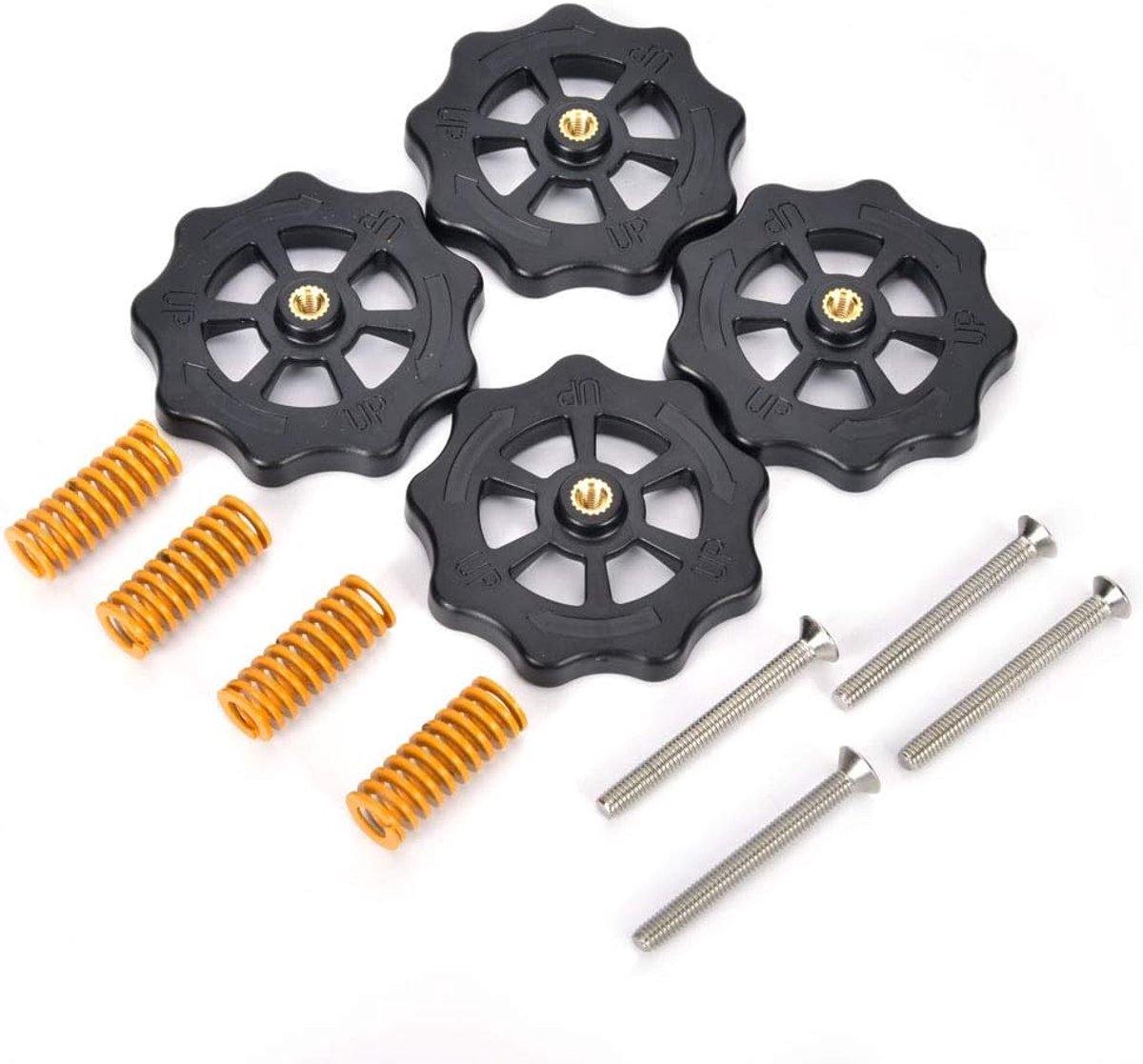 3D Printer Onderdelen Set 4 Stuks Draaiende Stelmoer Diameter 52mm Voor Verwarmd Bed Veercompressie Met Schroeven Compatibel Met Alle Prusa Ender Printers Set Onderdelen voor 3D Printer Reparatie en