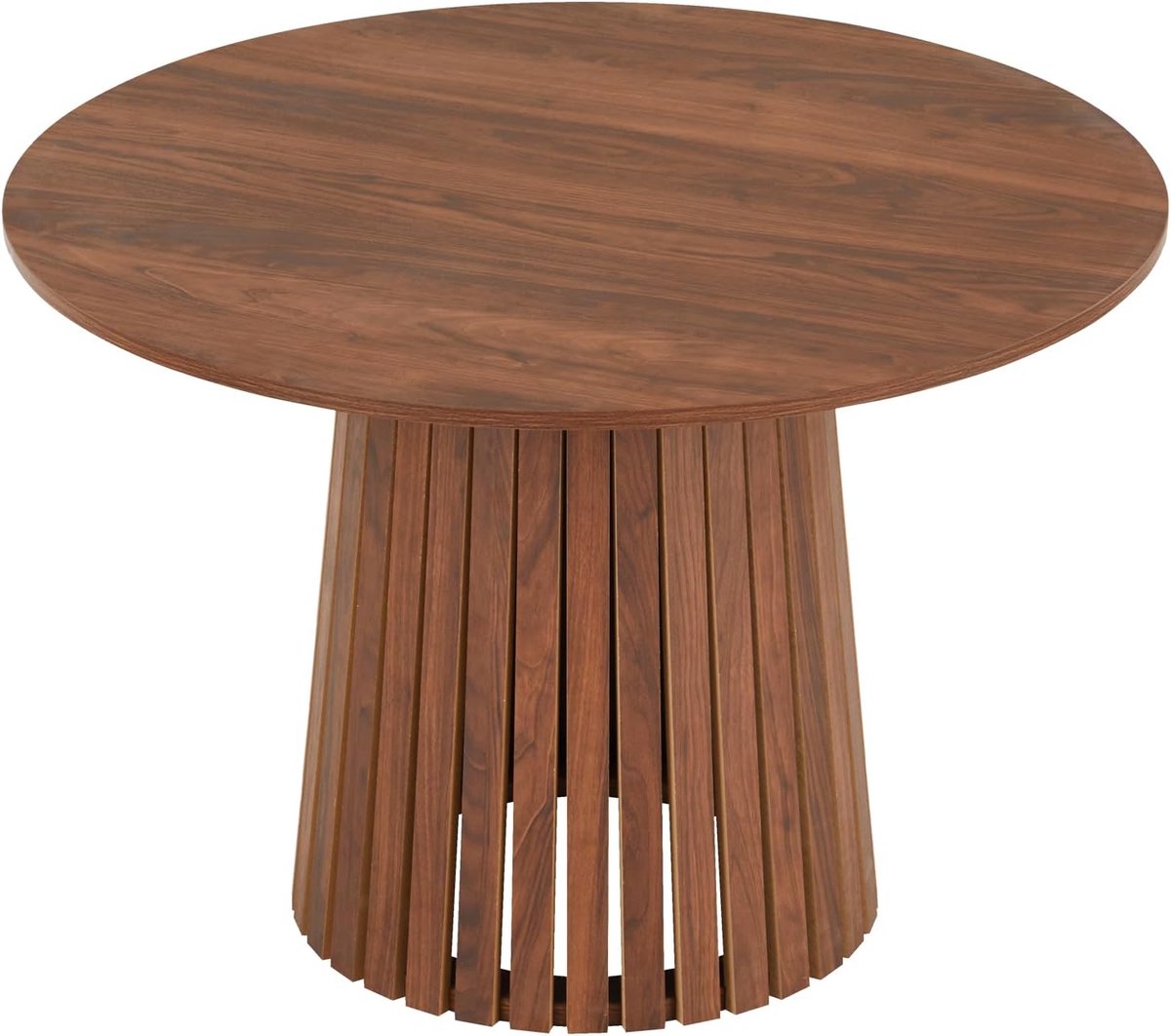 Ronde Eettafel 110 cm Donker Hout – Scandinavische Eetkamertafel voor 5 Personen – Moderne Ronde Tafel voor Eetkamer & Woonkamer – Japandi Stijl