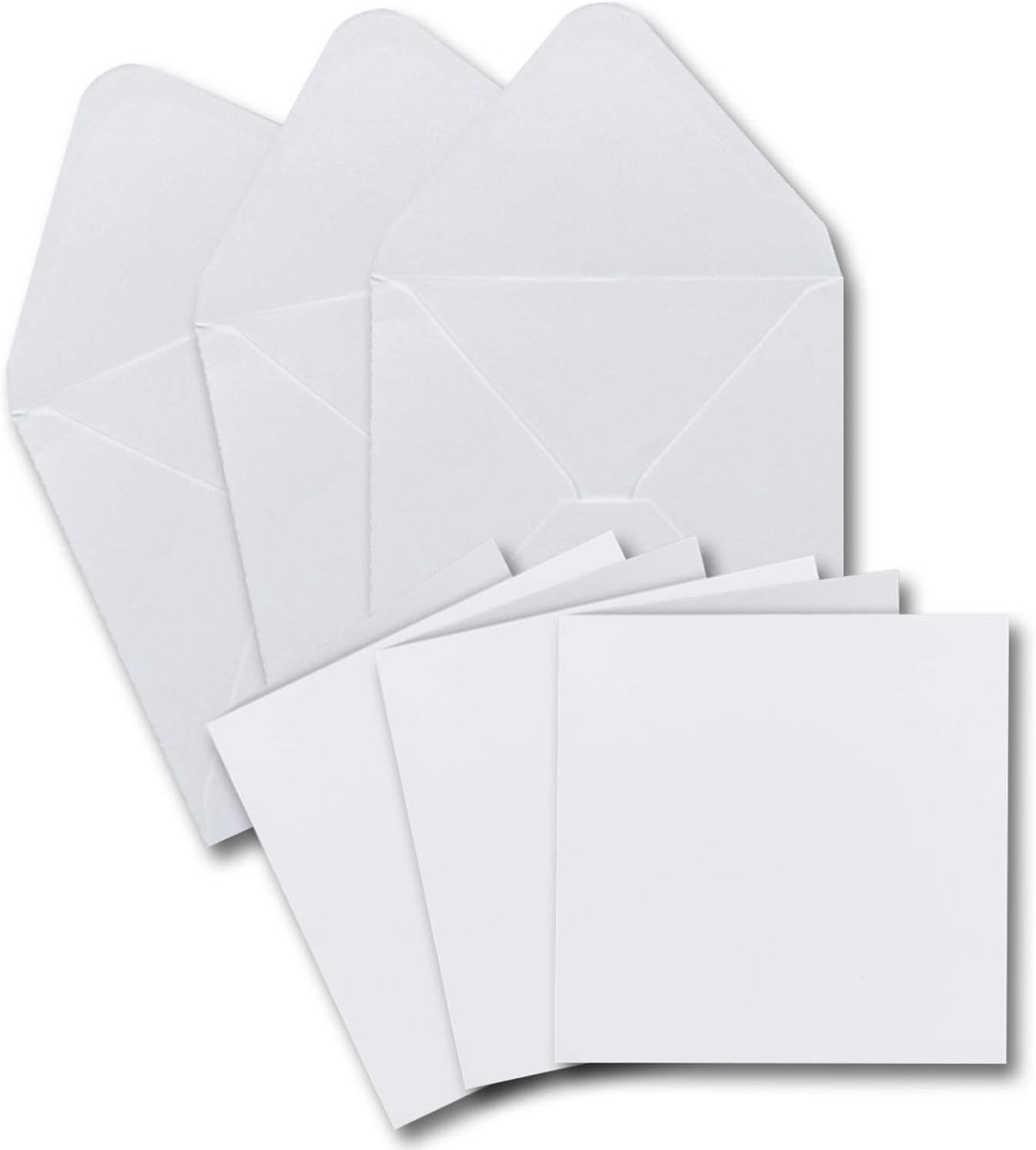 Set van 20 vouwkaarten, vierkant, wit, 13,5 x 13,5 cm, 240 g/m², met enveloppen, vierkant, 14 x 14 cm, 90 g/m², nat plakrand