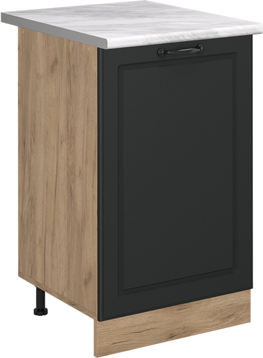 Vicco Keukenonderkast R-Line, Antraciet landelijk/Goudkleurig Eiken, 50 cm marmer werkblad