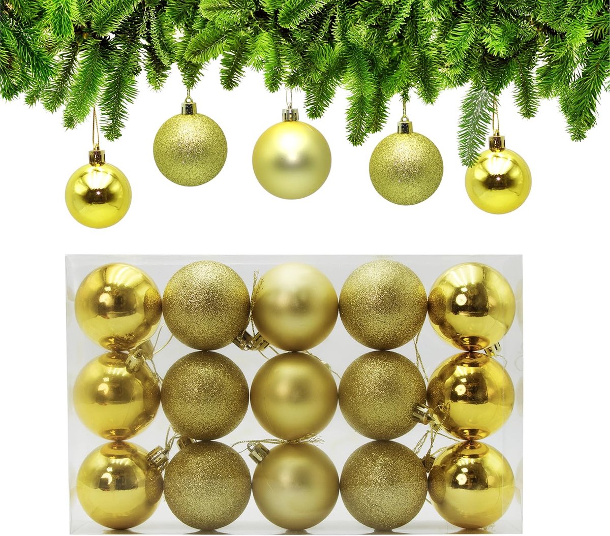Kerstballen Goud Ø 6cm, Kerstbal Ornamenten, Kunststof Kerstballen, Kerstboom Versieringen Ballen, Hangende Kerstboomdecoratie Kerstversieringen voor Kerstfeest, Vakantie, Huis