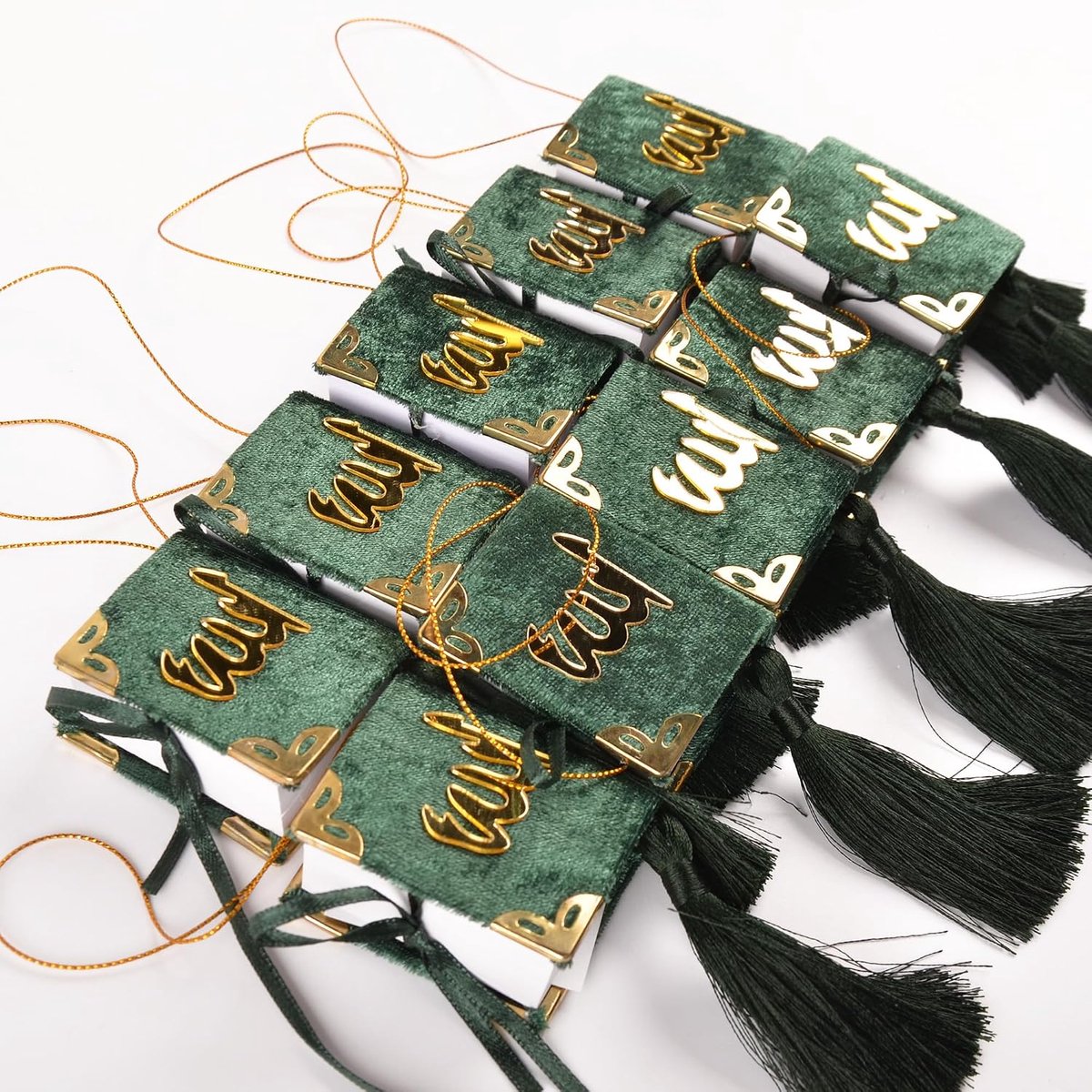 Set met 10 Koran-boeken voor islamitische cadeaus, Arabisch Koran-boek voor Hajj om op te hangen in de auto, islamitisch cadeau (groen)