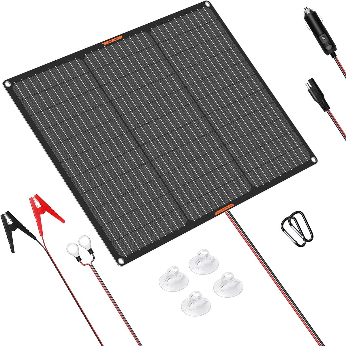 50 W 12 V zonne-auto-acculader, zonnepaneel maintainer draagbaar waterdicht power zonne-onderhoudslader voor boot, auto, camper met alligatorclip