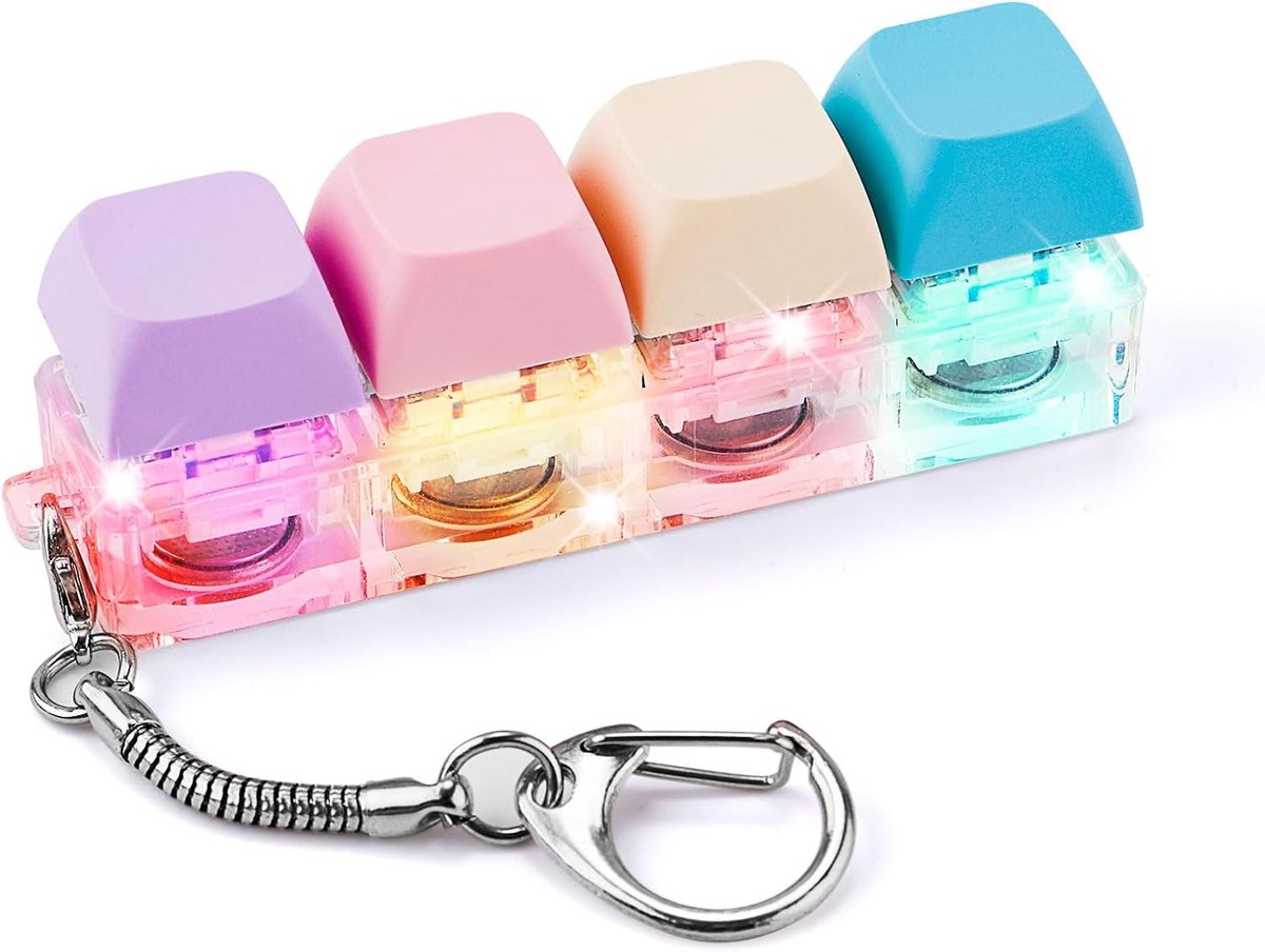 Fidget Toy, LED Toetsenbordklikker, Knop Fidget Toy Keycap, Silent Fidget Toys, Leuke Speeltjes voor Decompressie, Blauw, Kunststof, 36 maanden, Unisex, Computer/Typing