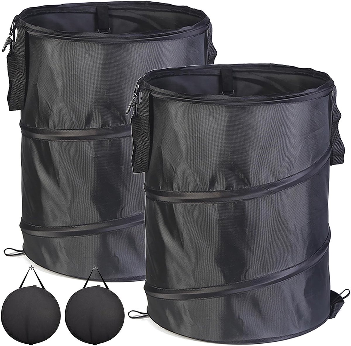 Tuinafvalzak, Oxford-doek, opvouwbare pop-up grote zware zak met handgrepen voor afvalspeelgoed, opslag van bladeren, herbruikbare duurzame tuincontainer voor gazononderhoud (zwart-37L-2 stuks)