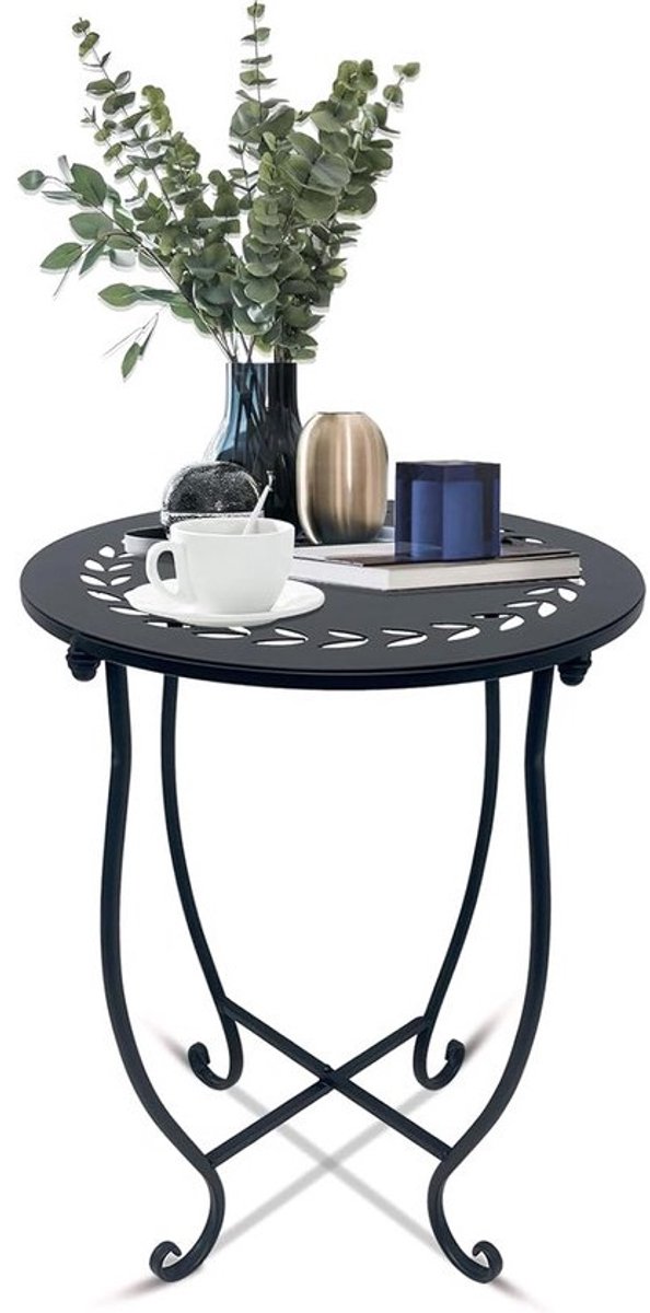 Ronde Metalen Bijzettafel Klein - Zwart - Binnen & Buiten - 35 cm