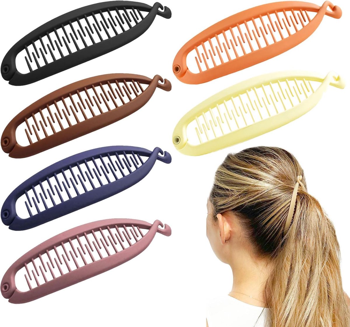 Haarspelden, bananenhaarspelden, bananenhaarspelden voor meisjes, voor krullend of glad haar, 6 stuks