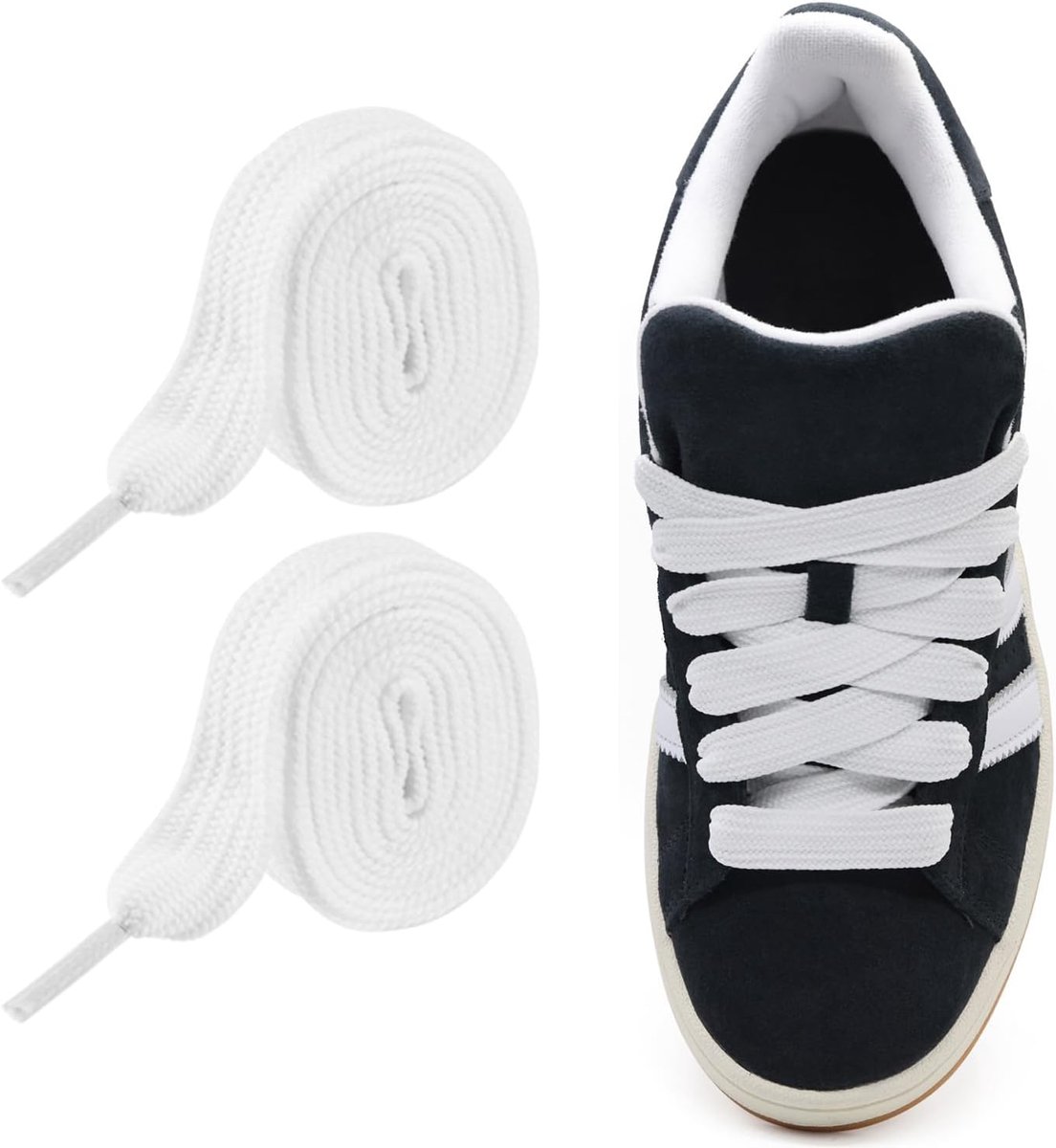 Schoenveters 17mm Voor Sneakers Polyester - Vervangende Platte Schoenveters Voor Sport, Sneakers, Dagelijks (Flat Shoelace)
