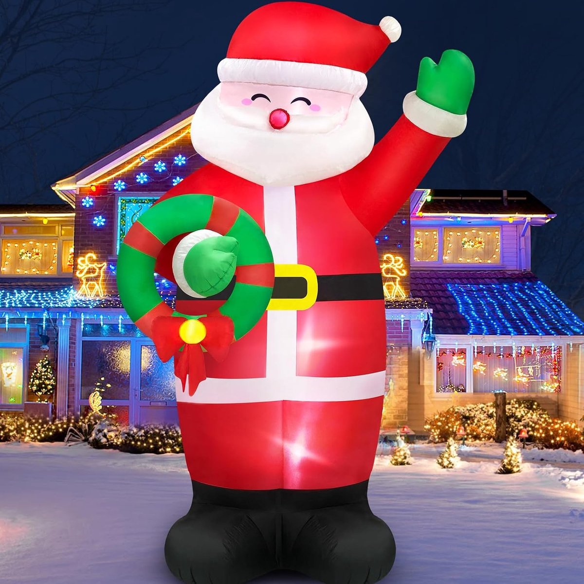 Opblaasbare kerstman - 244 cm - Waterdicht polyester met LED-verlichting - Kerstdecoratie voor buiten en tuin