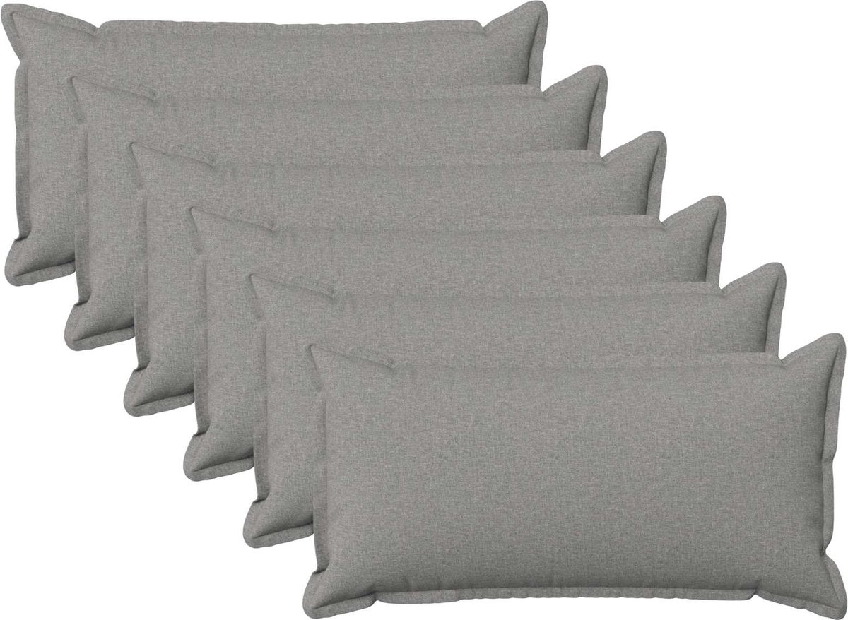 vidaXL Dekenkussen - 6 - st - HOUTEN - Wolkgrijs - 40 - x - 70 - cm - Faux - Linnen Wolkengrijs