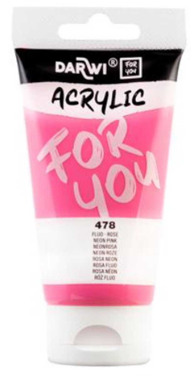Darwi For You acrylverf 75 ml in tube neon roze