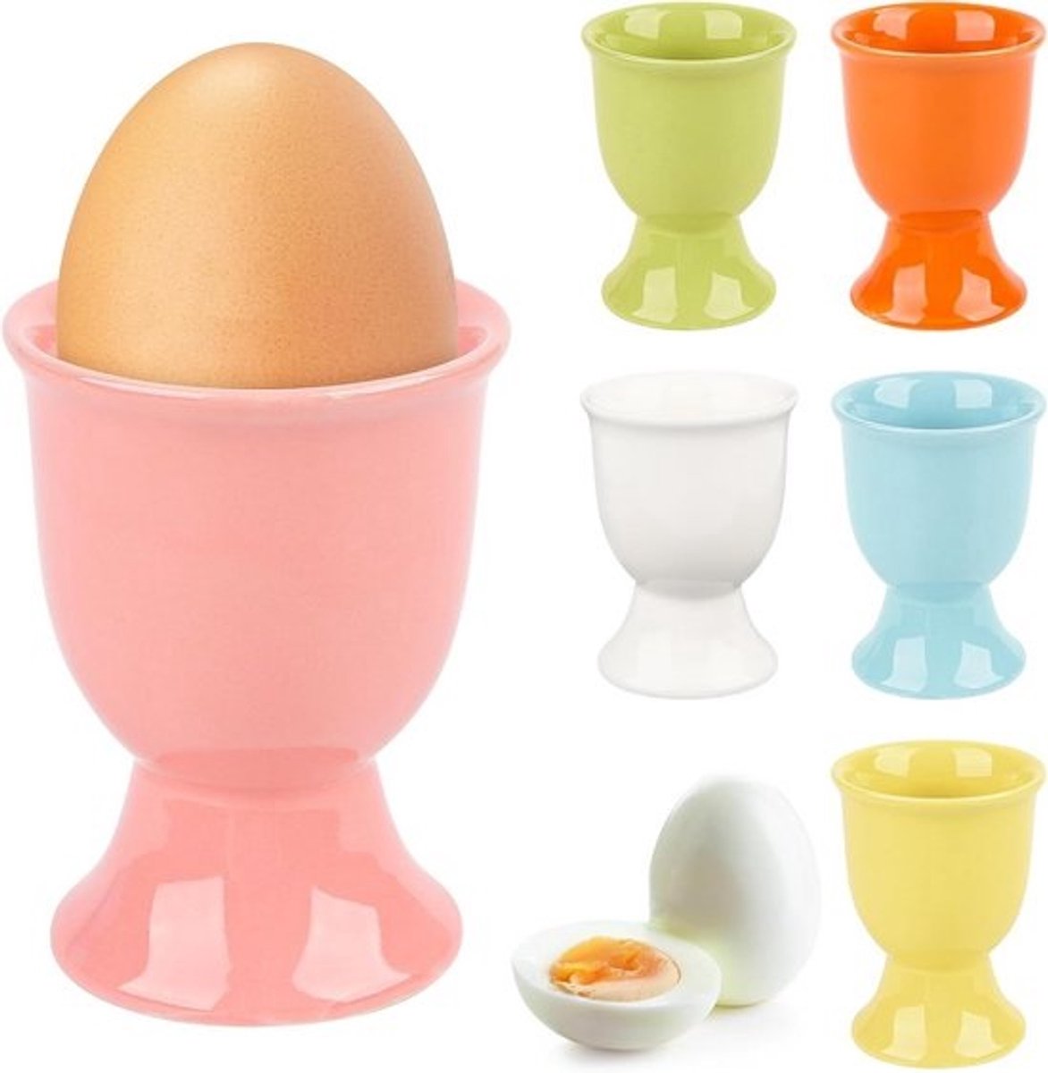 Eierdopjes Set - Eierhouders - Ontbijt Serveren - Gladde Glazuurlaag - 6 Stuks - Multicolor