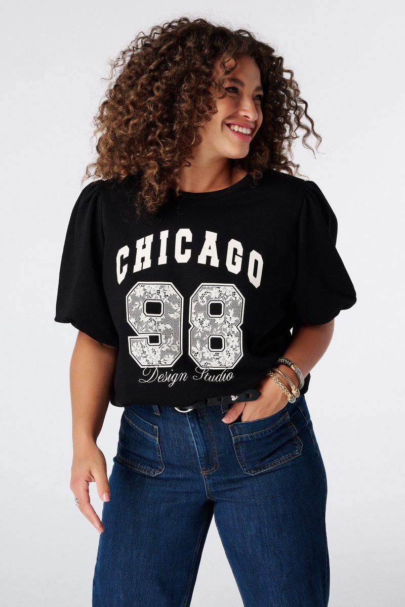 MS Mode Top Sweater met korte pofmouwen