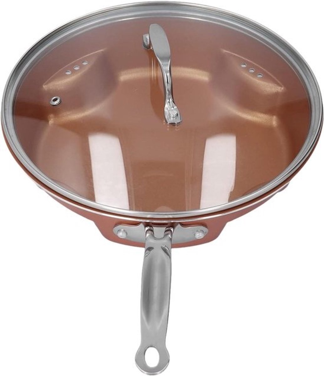 Koekenpan met Deksel - Braadpan Kookpan - Eten Bereiden - Super Antiaanbaklaag - 1556 Gram - Zwart