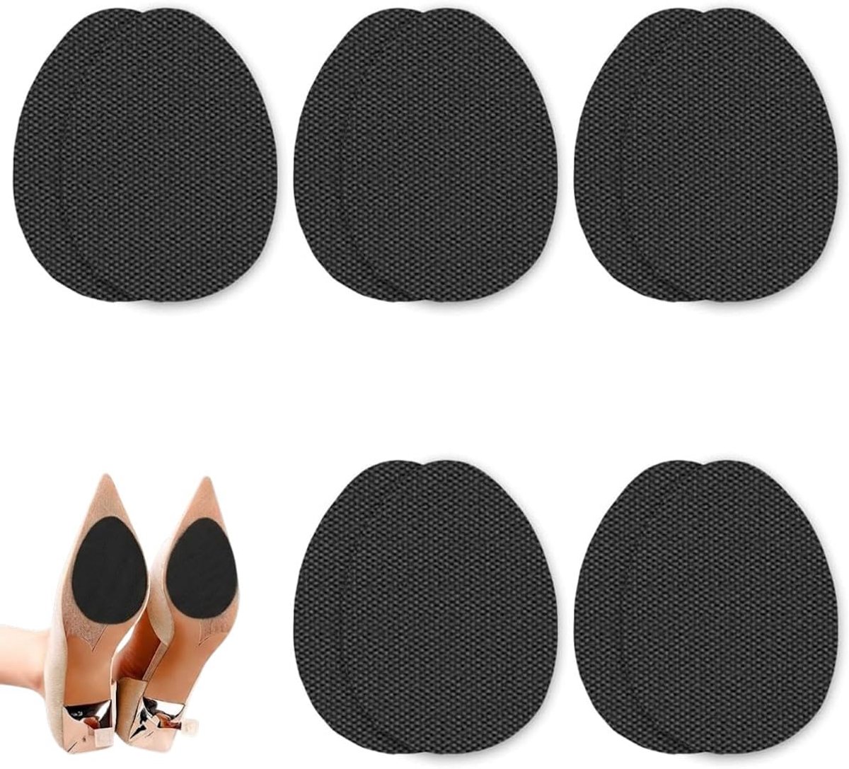 10 inlegzolen beschermers, antislip, zelfklevend, van siliconen, geluidsreductie, rubberen zool voor hoge hakken, sandalen, bescherming tegen lawaai, hakken en antislip inlegzolen