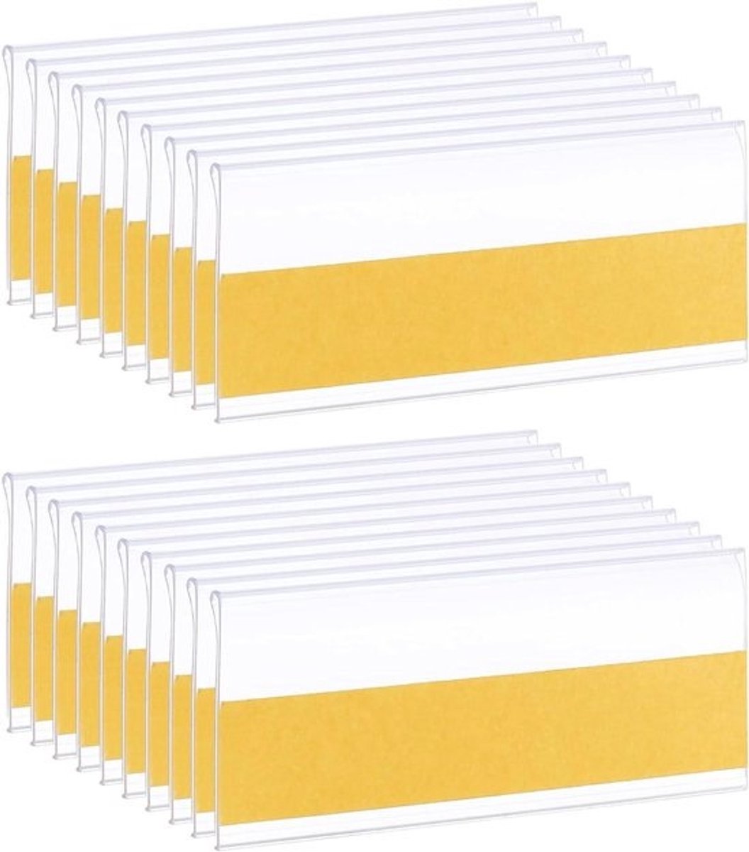 Zelfklevende Labelhouders - Planklabel Houders - Voorraad Organiseren - Transparant PVC - 3 x 1.2 Inch - Transparant