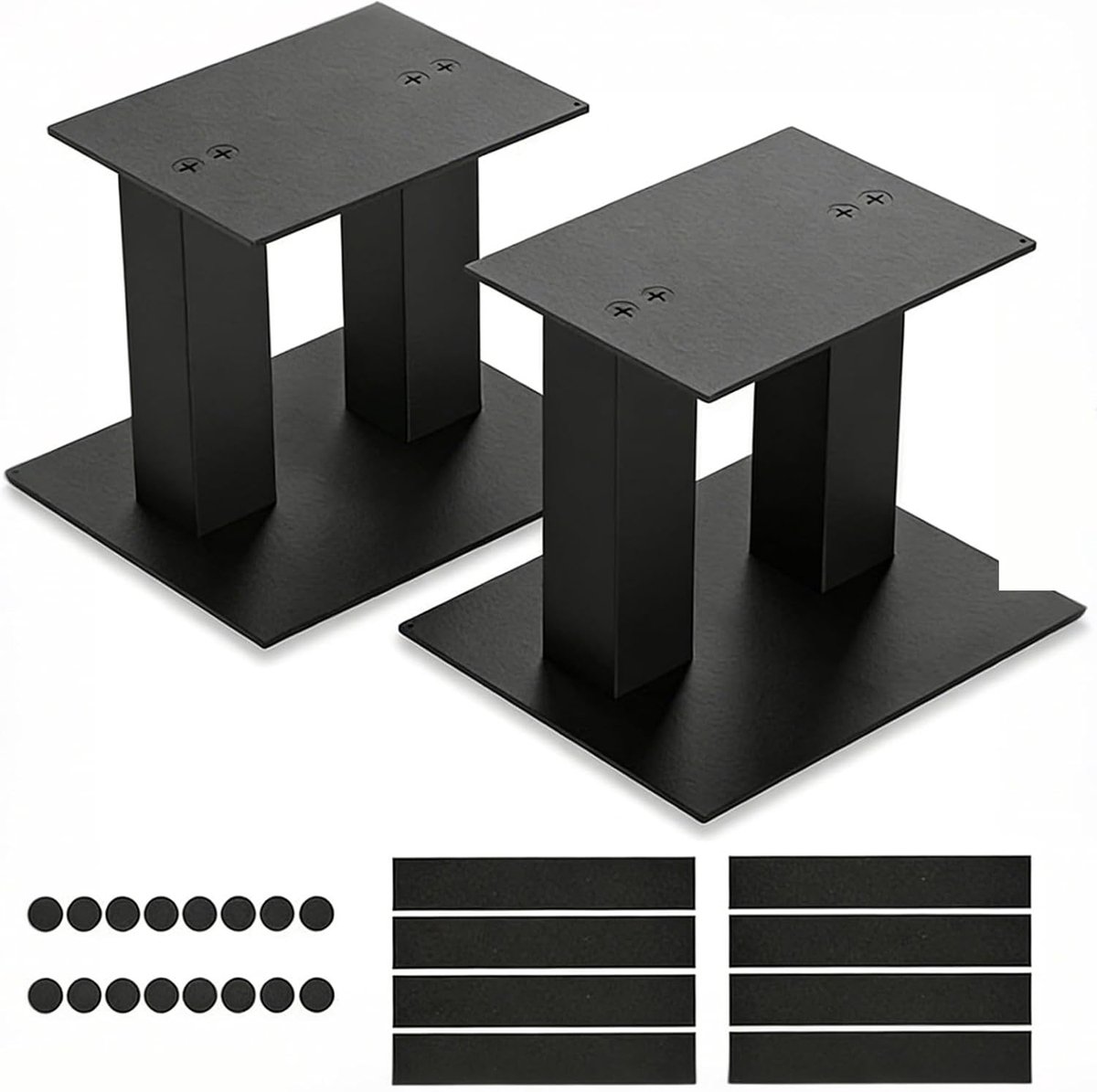 Verstelbare Speakerstandaard Set van 2 - Zwarte Metalen Desk Speaker Houder met Antislip Schuimrubber voor Universele Speakers tot 20kg - 15cm Hoogte