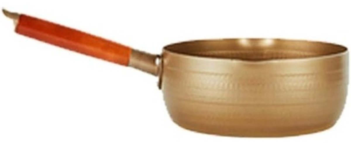 Gouden Koekenpan - Soeppan Melkpan - Koken en Frituren - Met Deksel en Mandje - 3 Liter - Goud