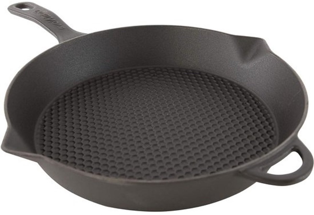 Gietijzer Grillpan - Koekenpan - Lekker Koken - Ovenbestendig - 28 cm - Zwart