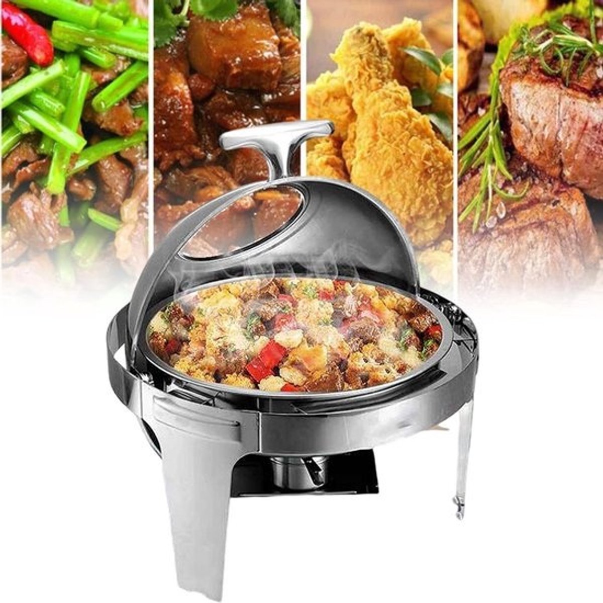 Elektrische Warmhoudbak - Voedselwarmer Buffet - Eten Warm Houden - Precisie Temperatuurregeling - Ronde Vorm - Roestvrijstaal