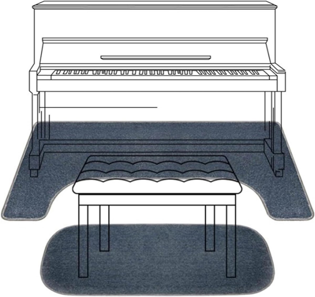 Tapijt voor piano, geluiddicht tapijt voor staande piano, geluidsdempend tapijt, antislip voor studiokamer, kruk akoestische pads, geluidsdichte vloermat voor appartement
