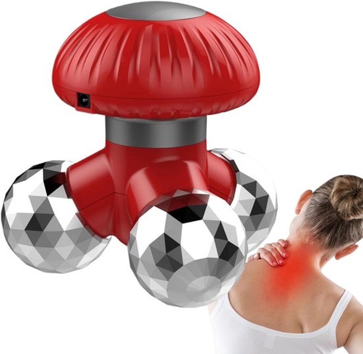 Hand Massage Roller - Mushroom Massager - Spierontspanning - 570 Massage Knoppen - 10.5 x 10.5 x 10 cm - Wit