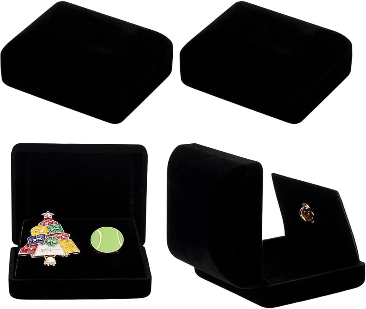 Dailygoods- Presentatiedoos 4 stuks - Fluwelen Doos - Geschenkdoos - Sieraden - Medailles - Luxe Constructie - 6,15 x 7,8 x 3,25 cm - Sieradendoos