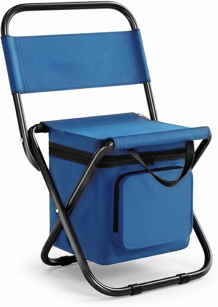 Opvouwbaar, met opbergtas, vissersstoel, vouwstoel, Oxford-stof, visstoel, tuinstoel, relaxstoel, ondersteuning, opbergtas, camouflagepatroon (blauw)